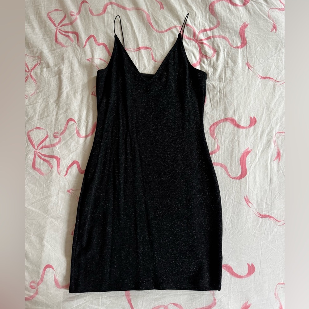 Divided Black Glitter Slip Mini Dress